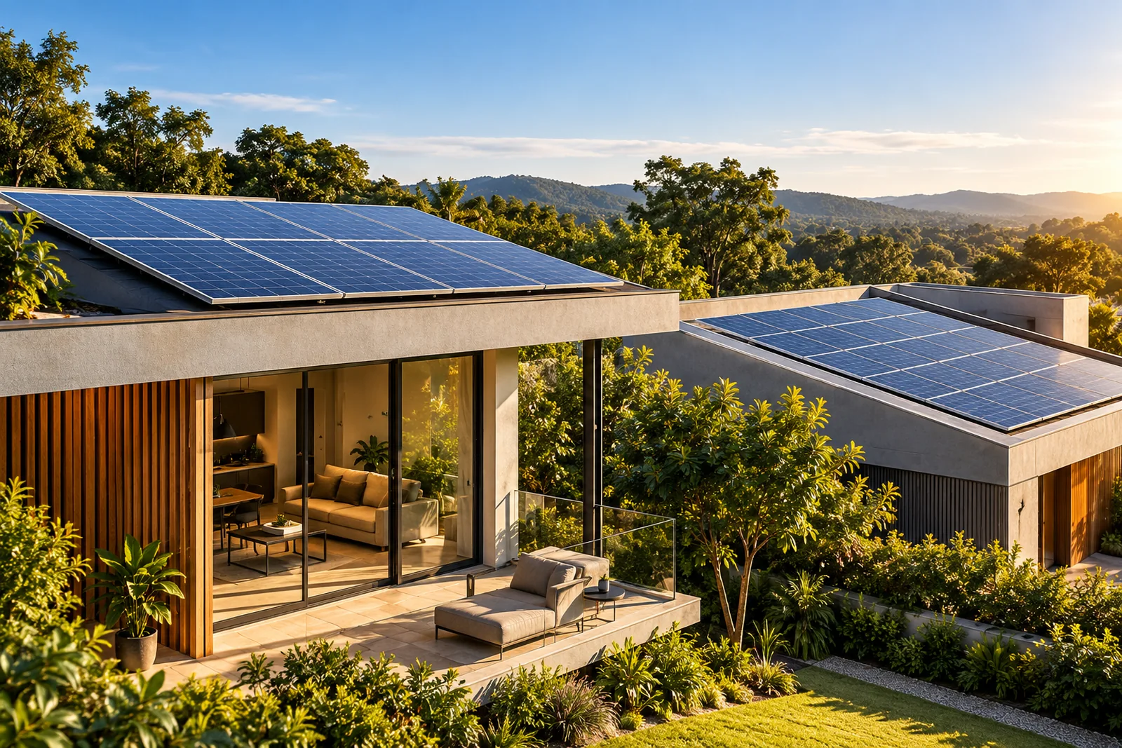 Visualização ilustrativa de energia solar